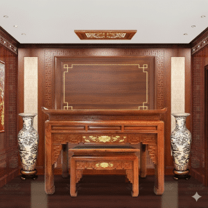 Bộ Án Gian Thờ Gỗ Gụ Triện Sen