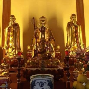 Tượng A Nan Và Ca Diếp Gỗ Mít Sơn Son Thếp Vàng