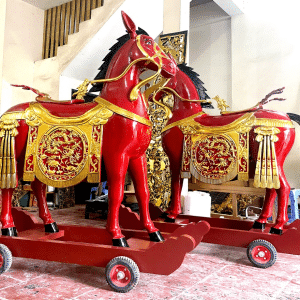 Đôi Ngựa Sơn Son Thếp Vàng