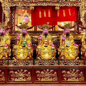 Tượng Ngũ Vị Tôn Quan Thếp Vàng